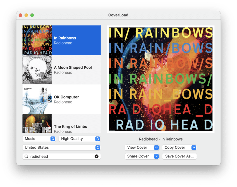 CoverLoad Light Mode with Radiohead